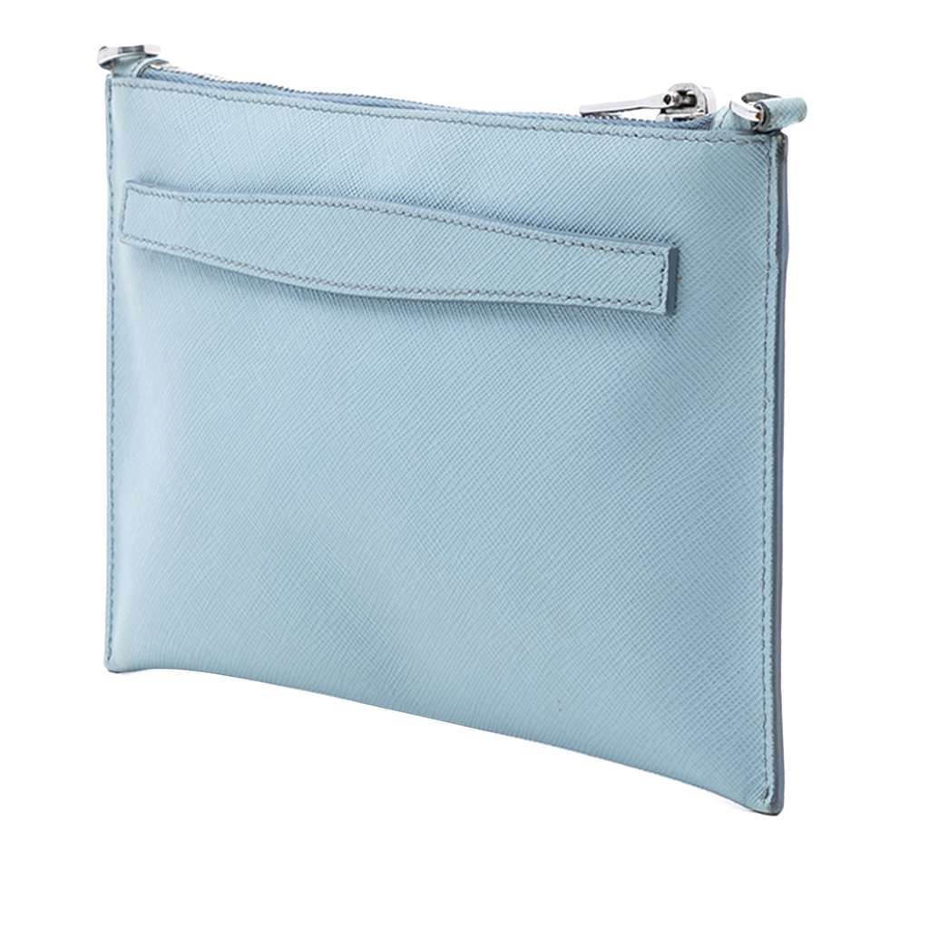 Prada Saffiano Shoulder Bag Blue Leather Very good - Back View