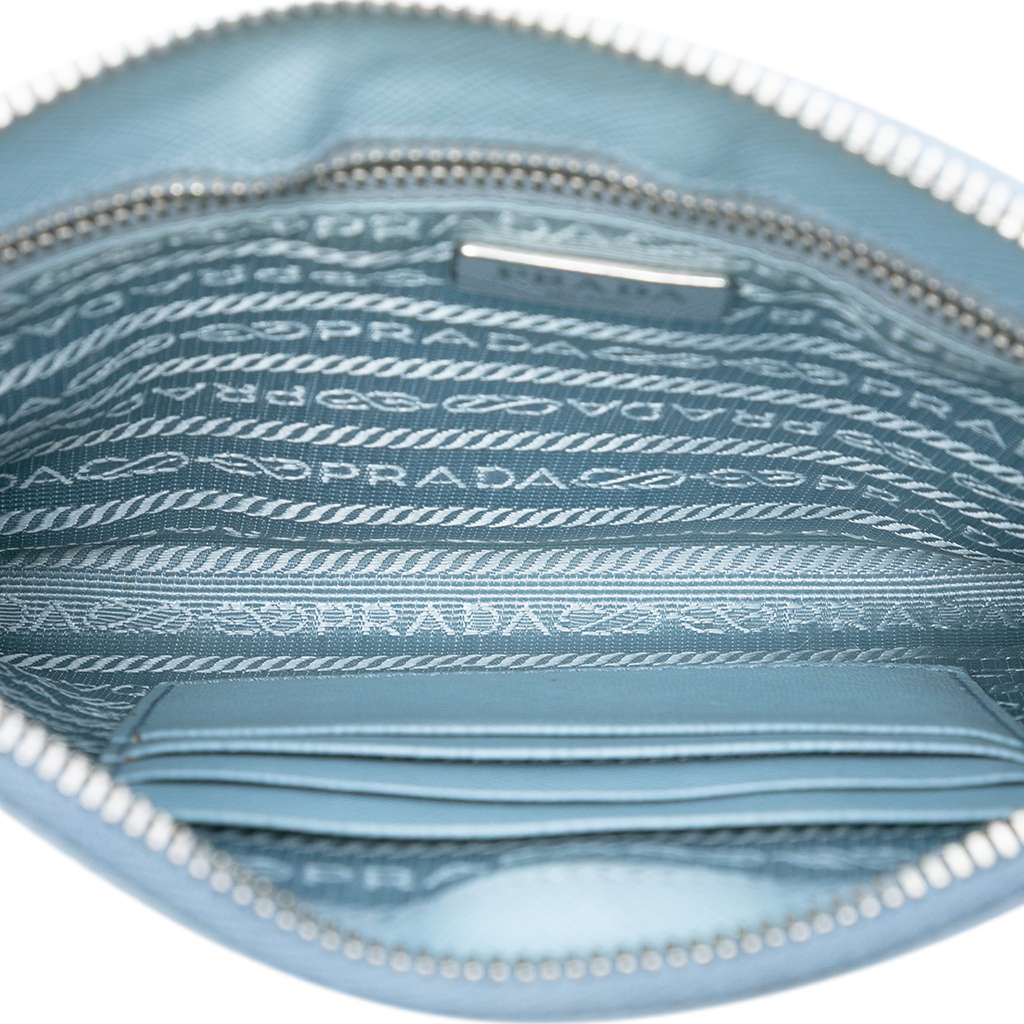Prada Saffiano Shoulder Bag Blue Leather Very good - Model View