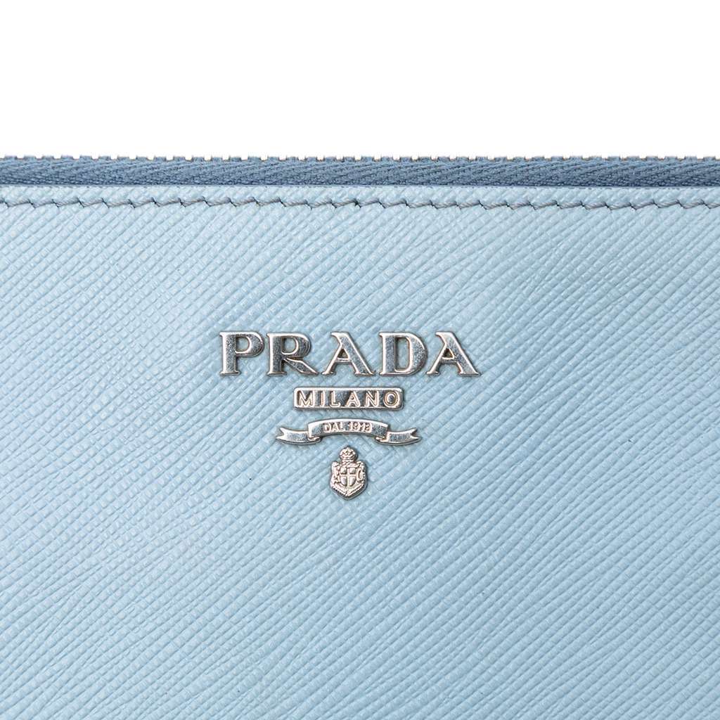 Prada Saffiano Shoulder Bag Blue Leather Very good - Box View