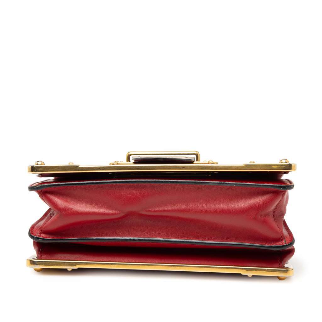 Prada Saffiano Trimmed City Calf Cahier Crossbody Red Leather Very good condition - Inside View