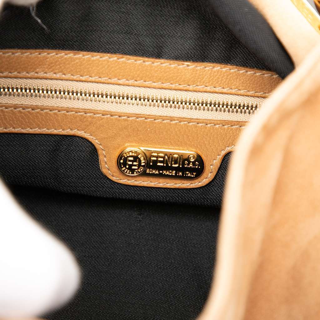 Fendi Suede FF Shoulder Bag Brown Leather Good - Box View