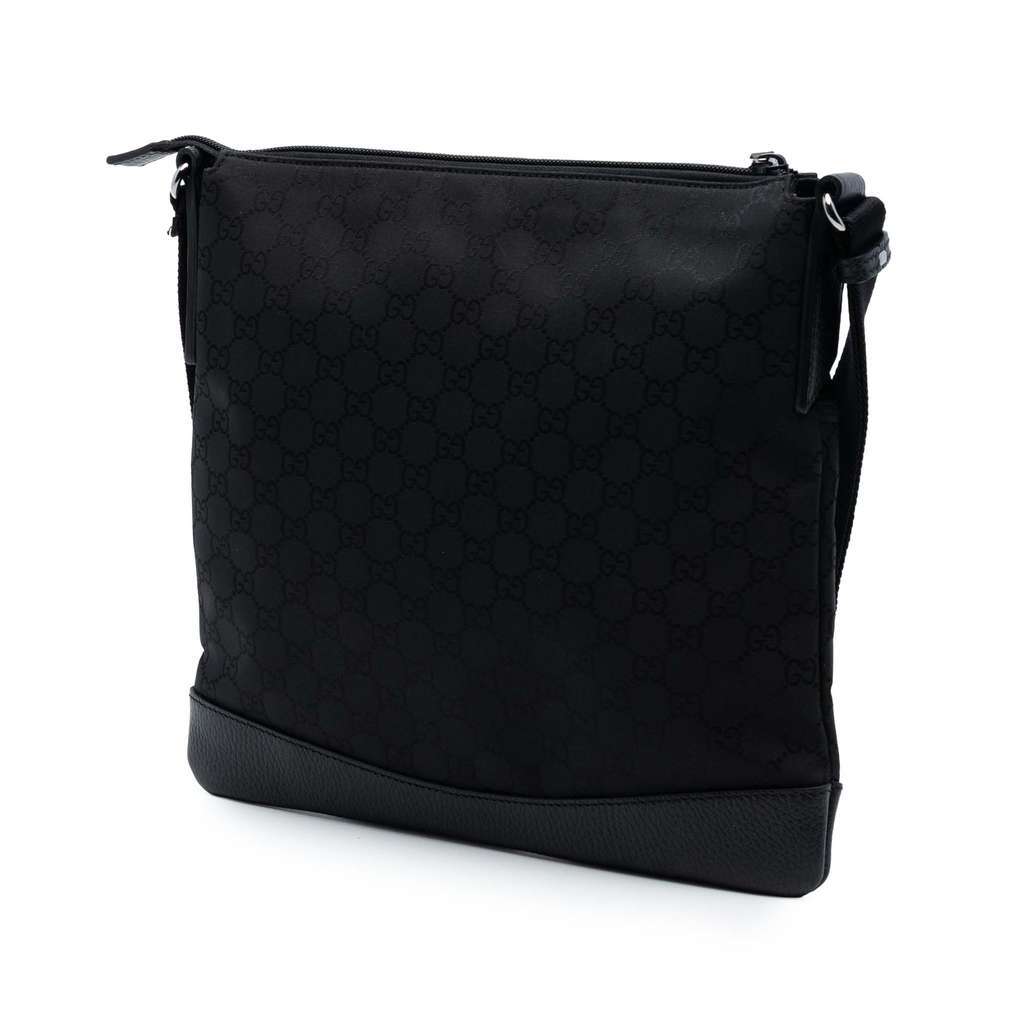 Gucci GG Canvas Flat Messenger Bag Black Canvas Very good condition - Back View