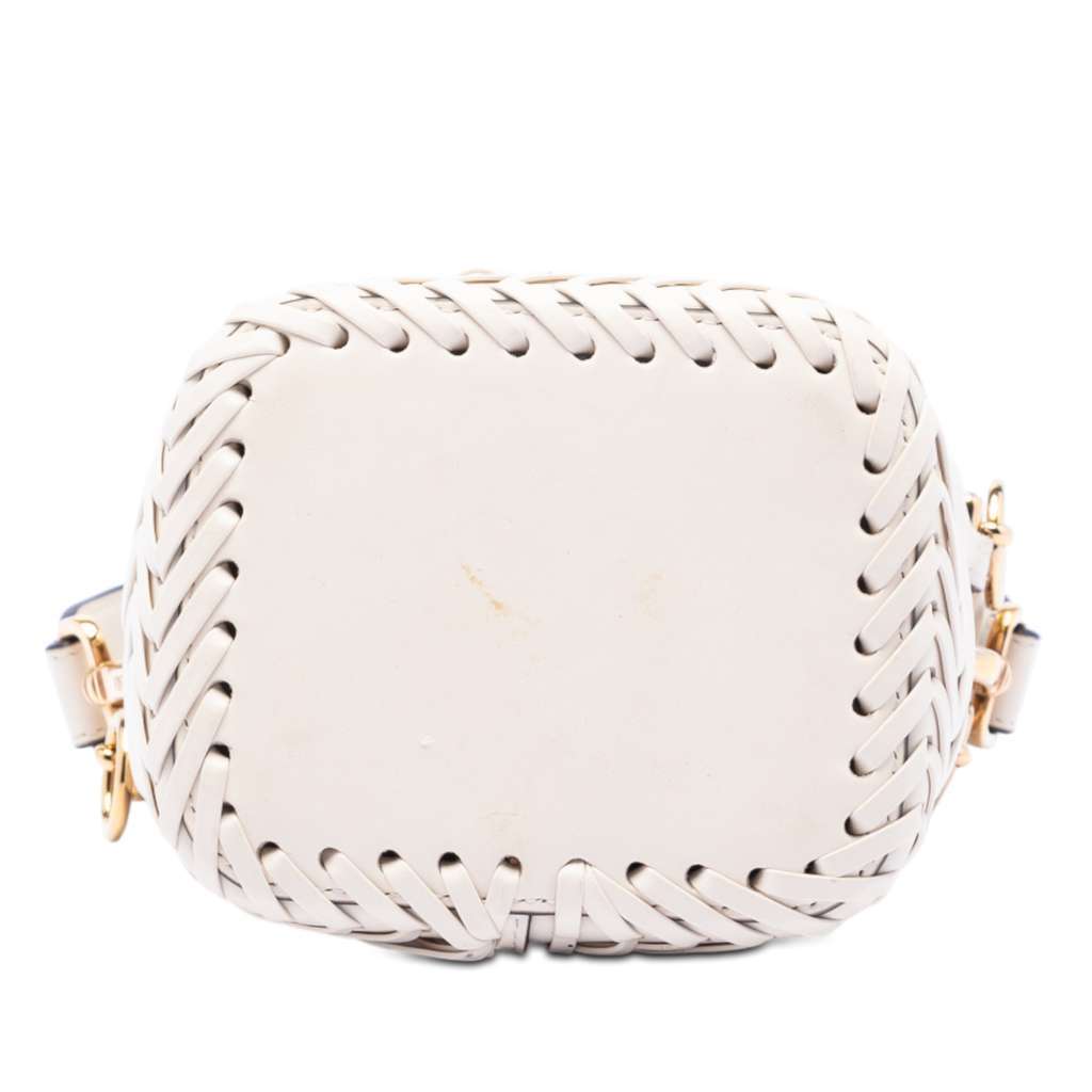 Fendi Mini Embossed Leather Whipstitch Mon Tresor Bucket Bag White Leather Very good - Inside View