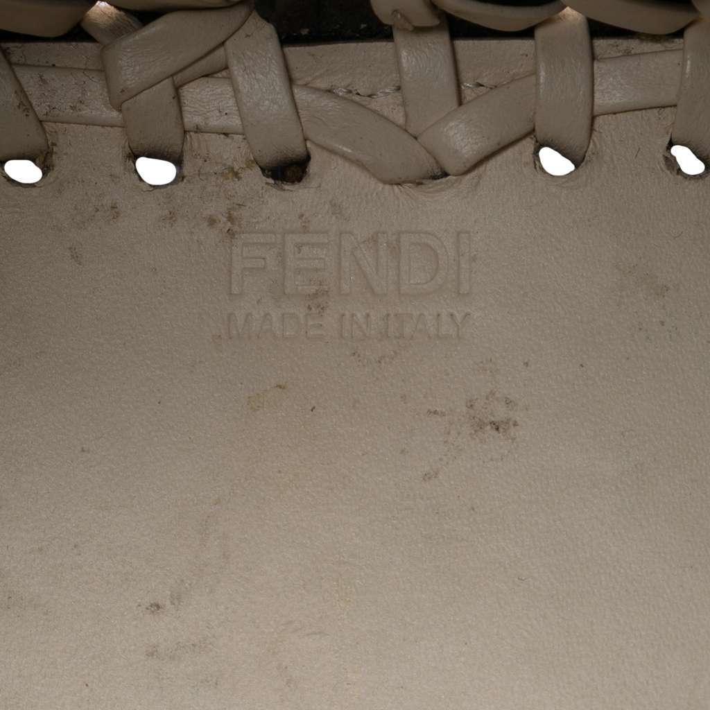 Fendi Mini Embossed Leather Whipstitch Mon Tresor Bucket Bag White Leather Very good - Box View