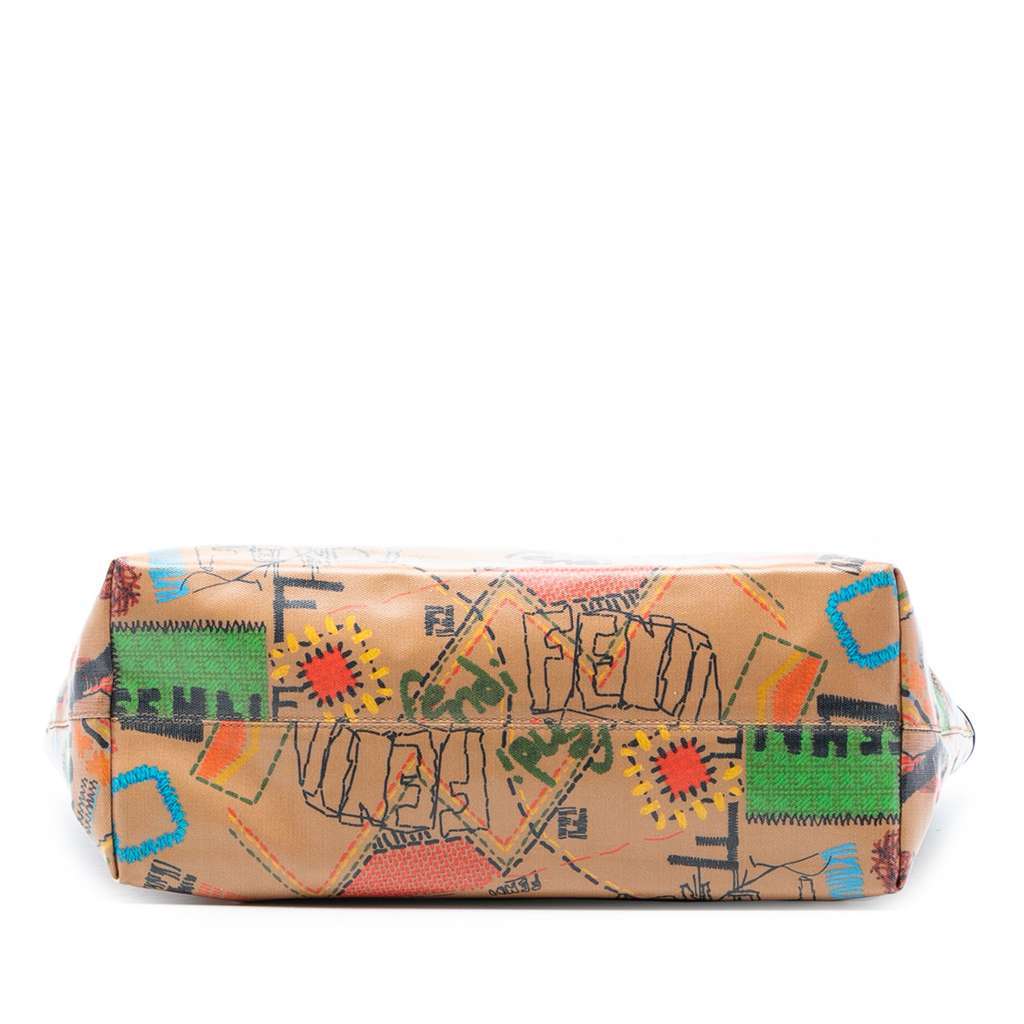 Fendi Medium Multicolore Coated Canvas Graffiti Roll Tote Brown Canvas Good condition - Inside View