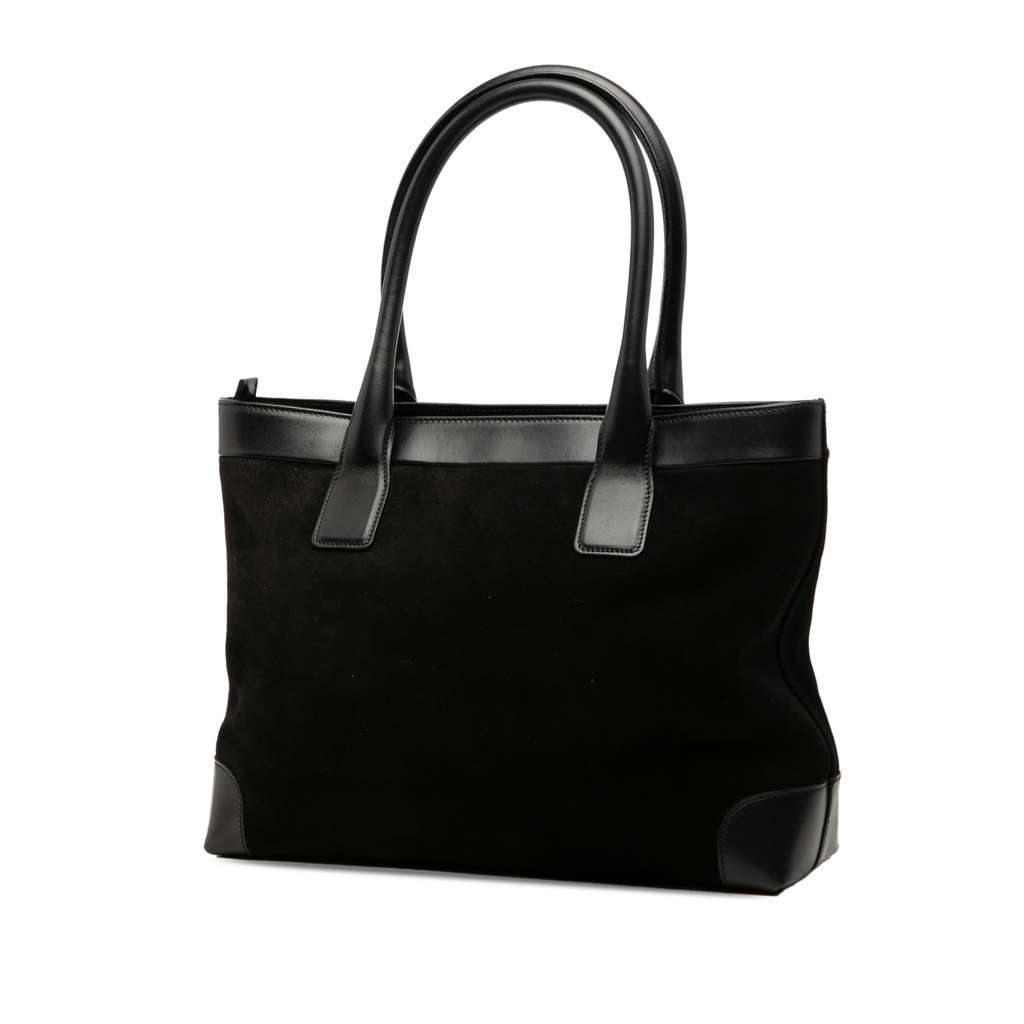 Gucci Suede Web Tote Black Leather Good - Back View