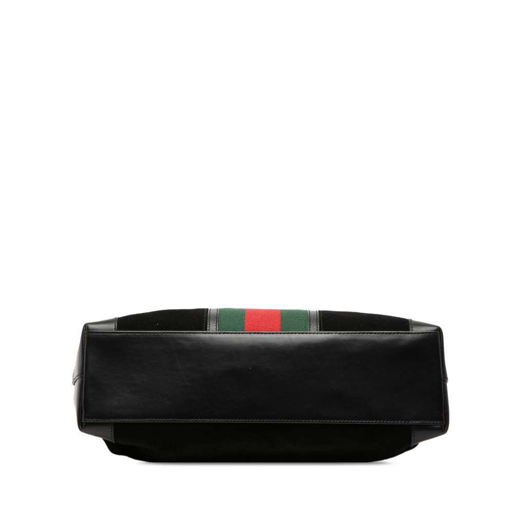 Gucci Suede Web Tote Black Leather Good - Inside View