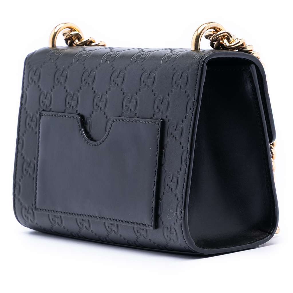 Gucci Small Guccissima Padlock Crossbody Black Leather Very good condition - Back View