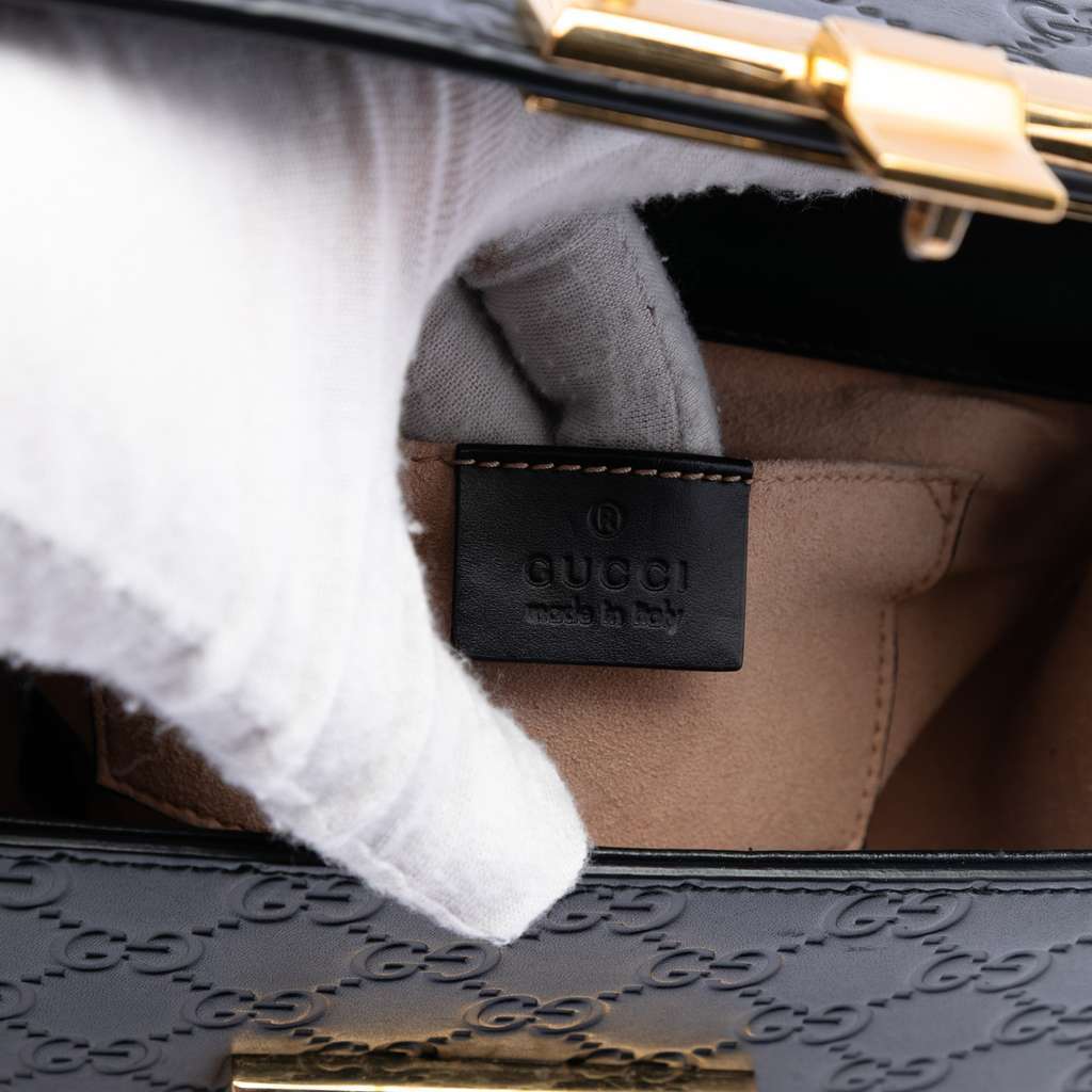 Gucci Small Guccissima Padlock Crossbody Black Leather Very good condition - Box View