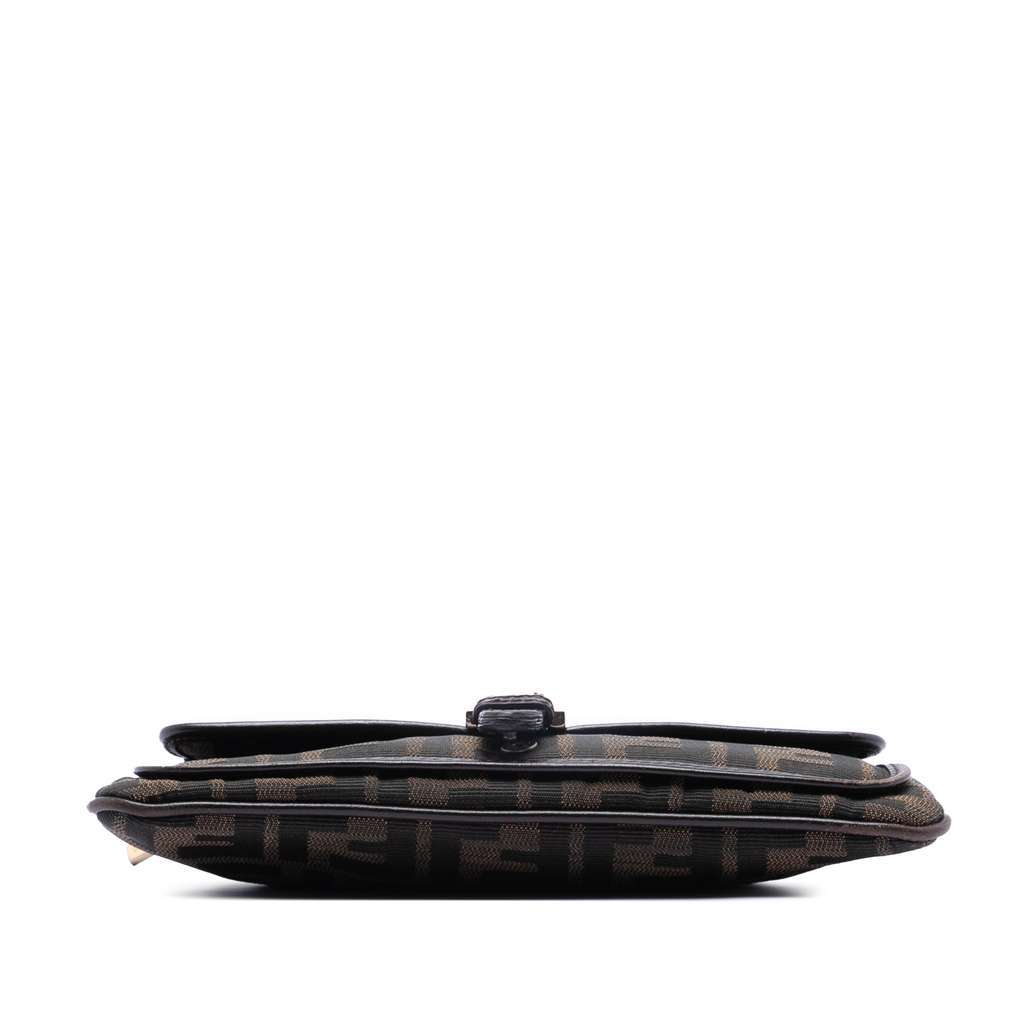 Fendi Zucca Canvas Zip Clutch Brown Canvas Good - Inside View