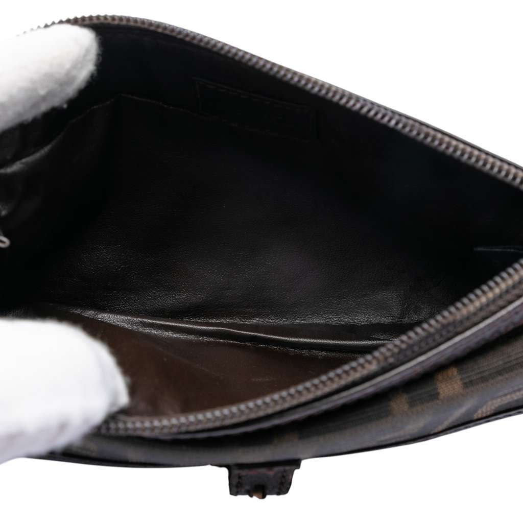 Fendi Zucca Canvas Zip Clutch Brown Canvas Good - Model View