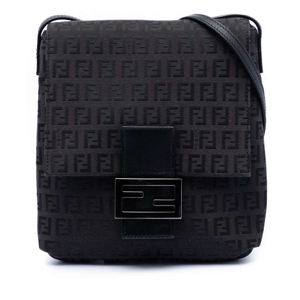 Fendi Zucchino Canvas Crossbody Black Canvas Very good - Front View