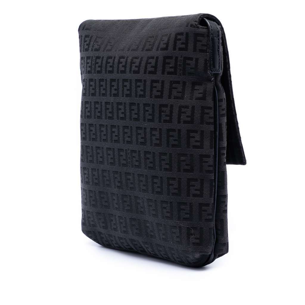 Fendi Zucchino Canvas Crossbody Black Canvas Very good - Back View