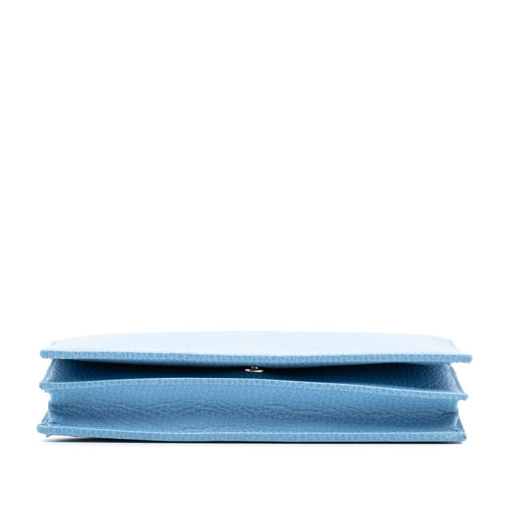 Gucci Dollar Calfskin Swing Wallet On Strap Blue Leather Very good - Inside View