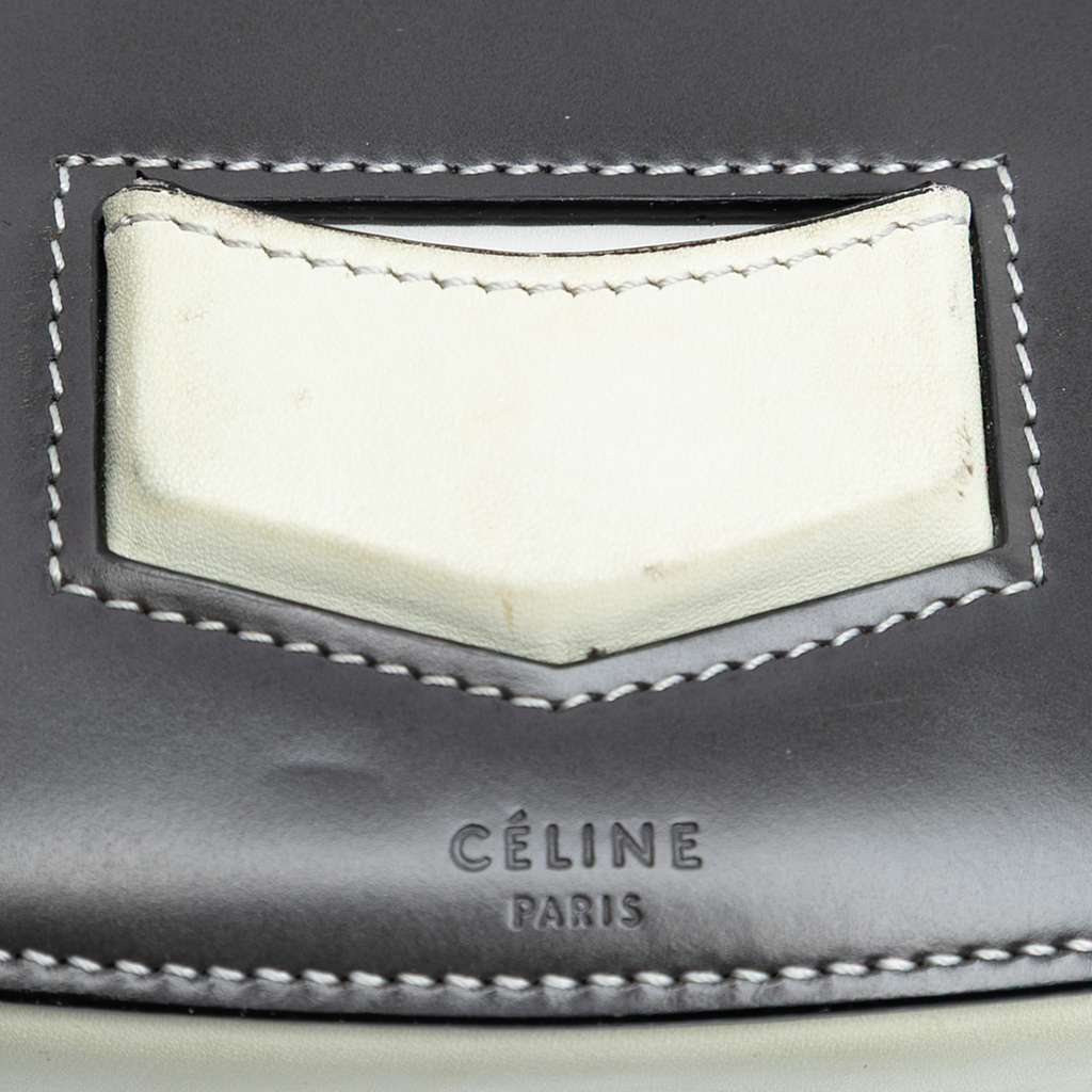 Celine Small Bicolor Glazed Calfskin Trotteur Crossbody Black Leather Very good condition - Box View