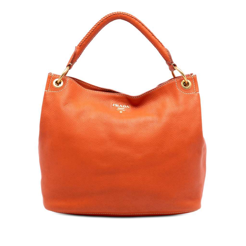 Prada Vitello Daino Hobo Orange Leather Very good condition - Front View