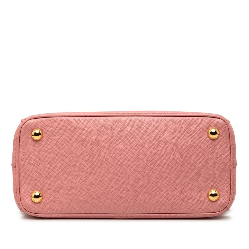 Prada Mini Saffiano Lux Galleria Double Zip Pink Leather Good - Inside View
