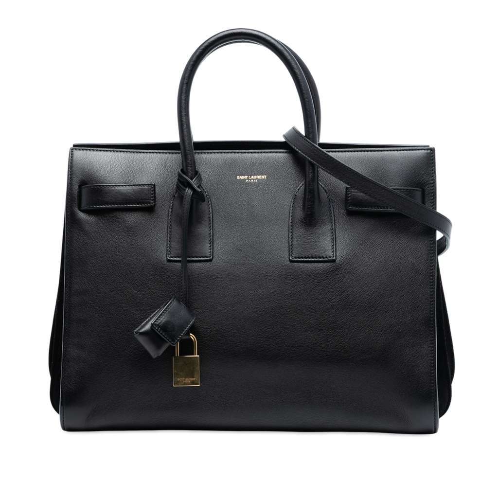 Saint Laurent Small Smooth Leather Sac De Jour Satchel Black Leather Good - Front View