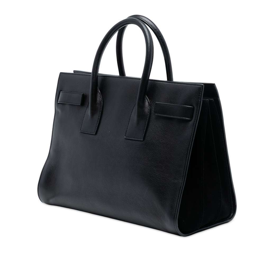 Saint Laurent Small Smooth Leather Sac De Jour Satchel Black Leather Good - Back View