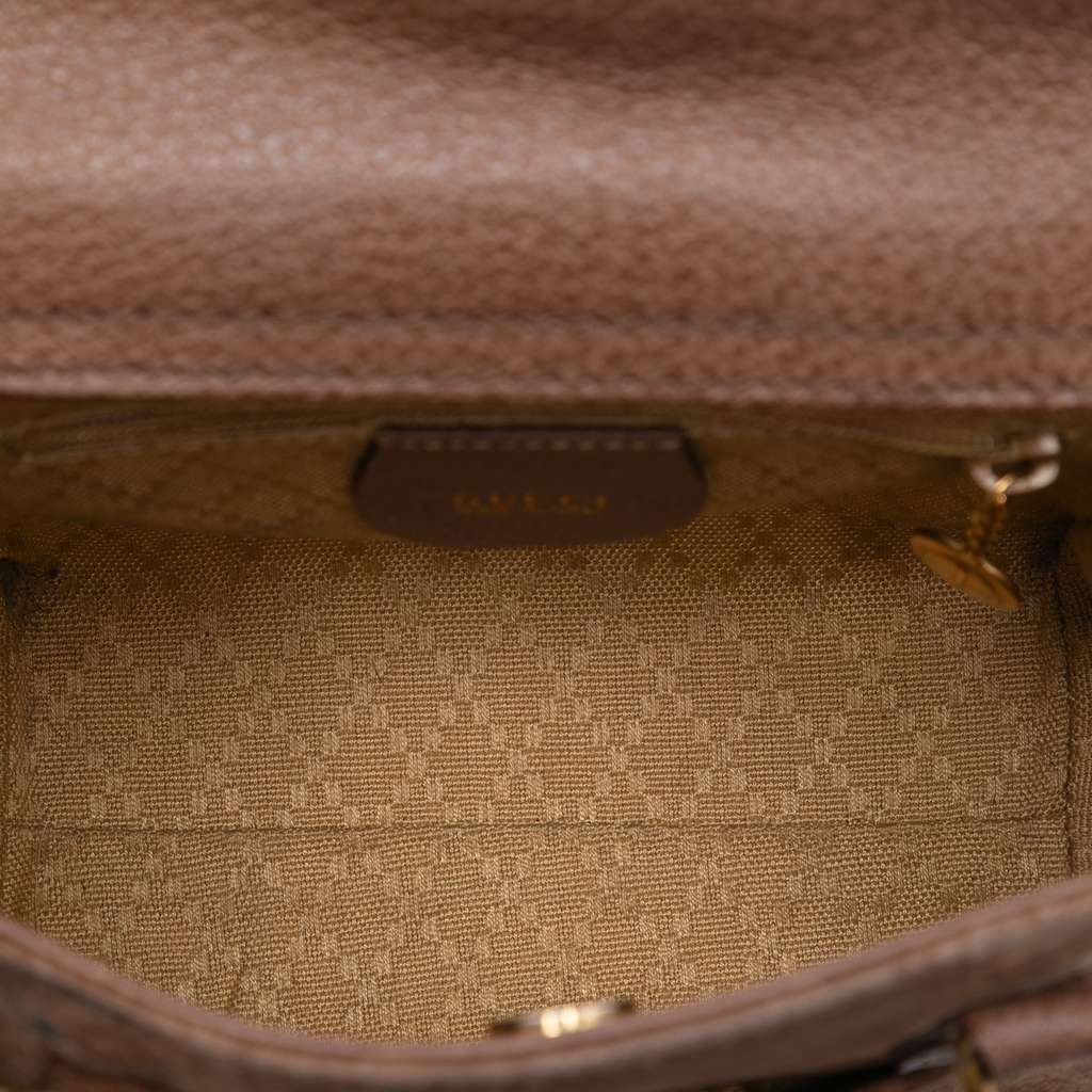 Gucci Mini Suede Bamboo Satchel Brown Leather Very good - Model View