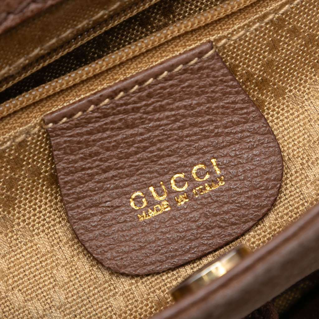 Gucci Mini Suede Bamboo Satchel Brown Leather Very good - Box View