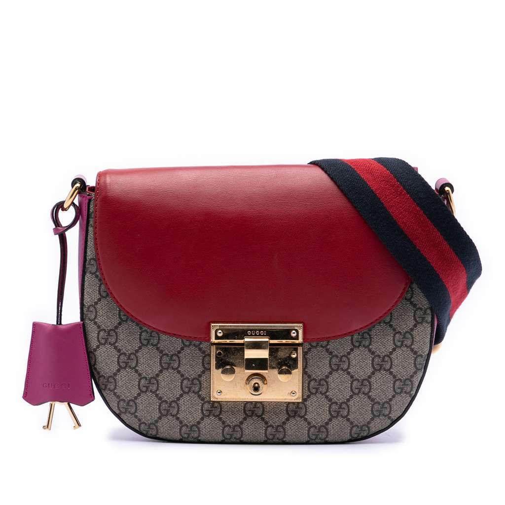 Gucci GG Supreme Web Padlock Crossbody Brown Canvas Very good condition - Front View