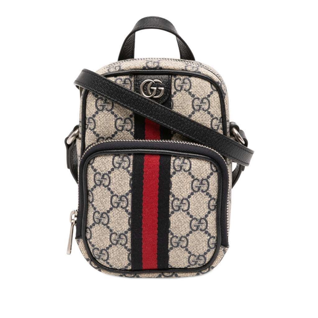Gucci Mini GG Supreme Ophidia Satchel Brown Canvas Very good condition - Front View