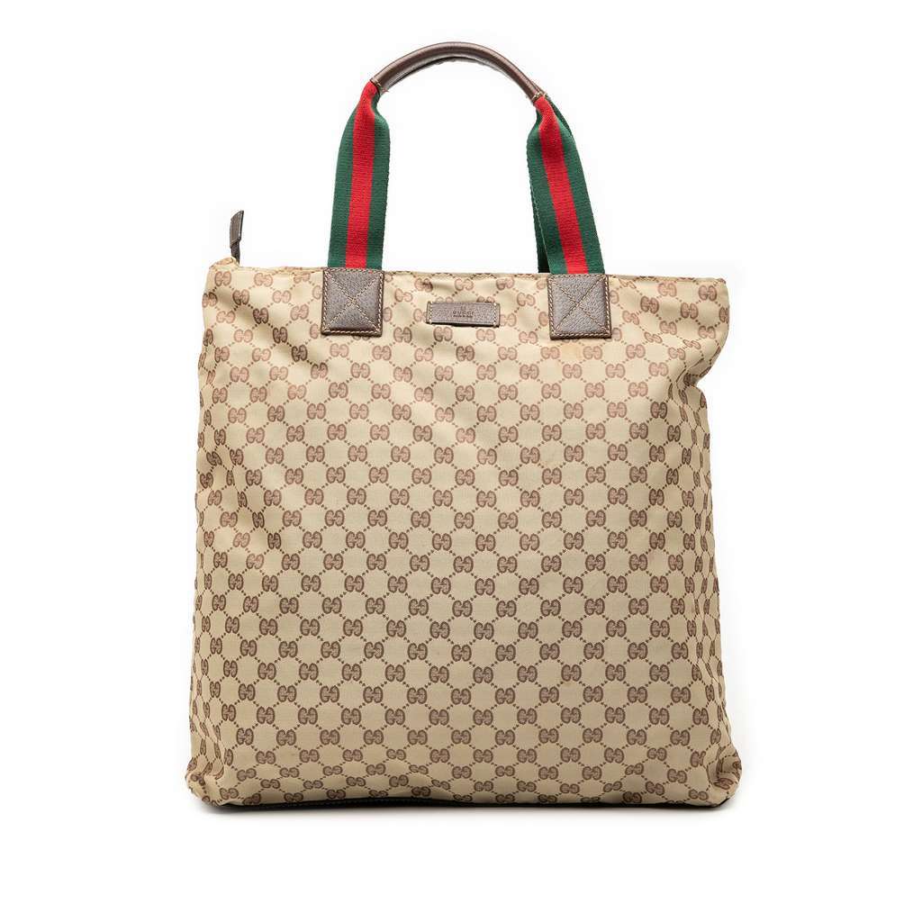 Gucci GG Canvas Web Tote Brown Canvas Very good condition - Front View