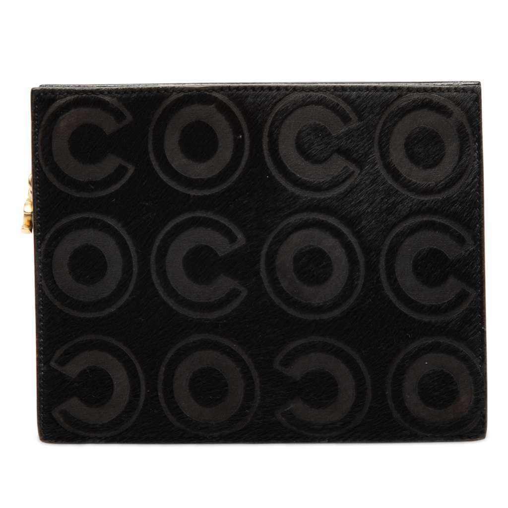 Chanel Coco Pony Hair Clutch Black Very good condition - Front View