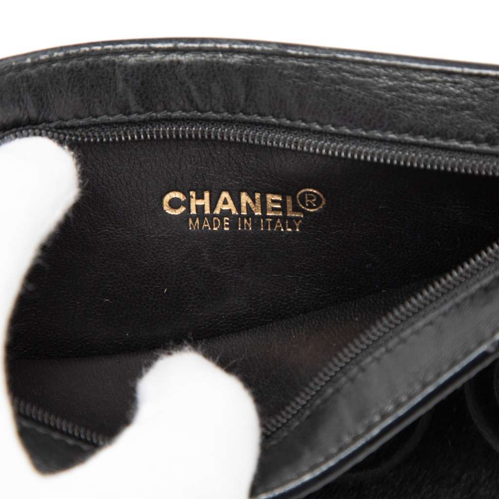 Chanel Coco Pony Hair Clutch Black Very good condition - Box View