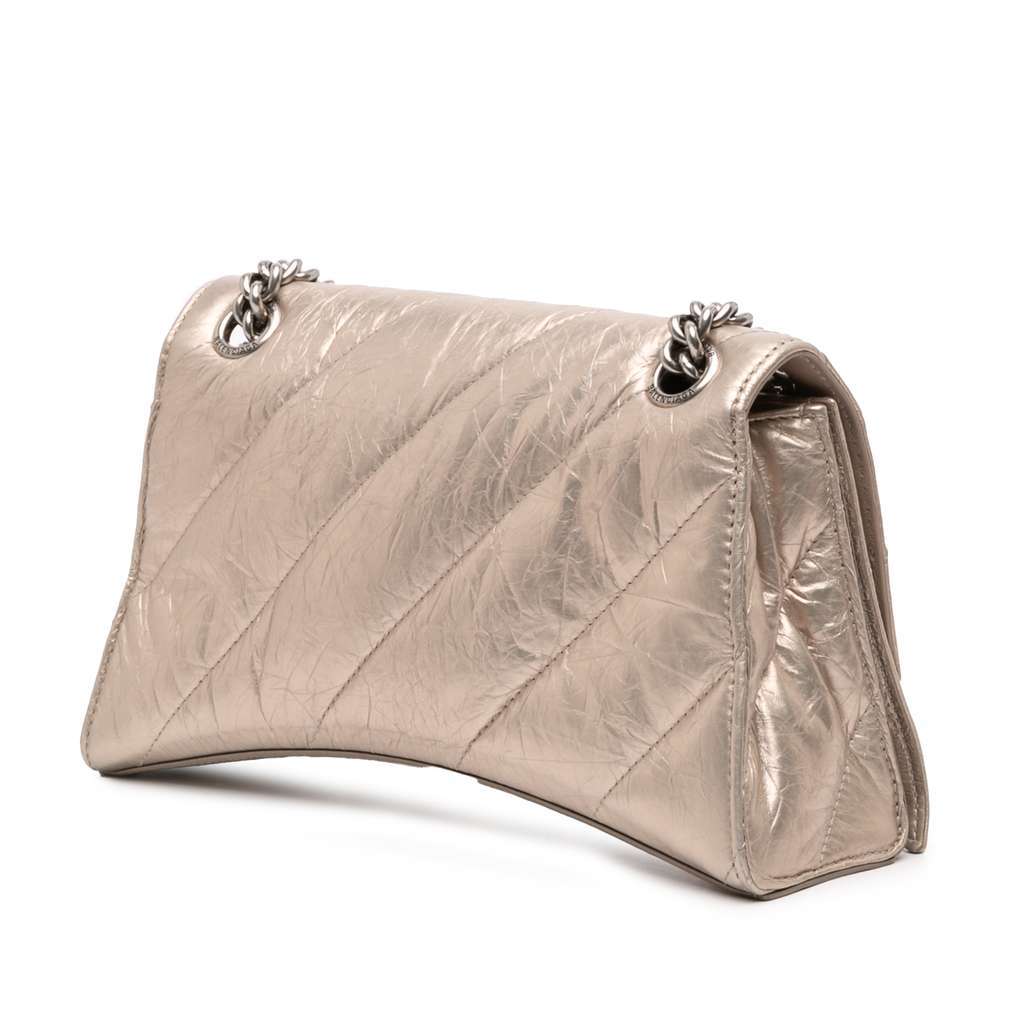 Balenciaga Small Metallic Calfskin Crush Chain Shoulder Bag Brown Leather Very good - Back View