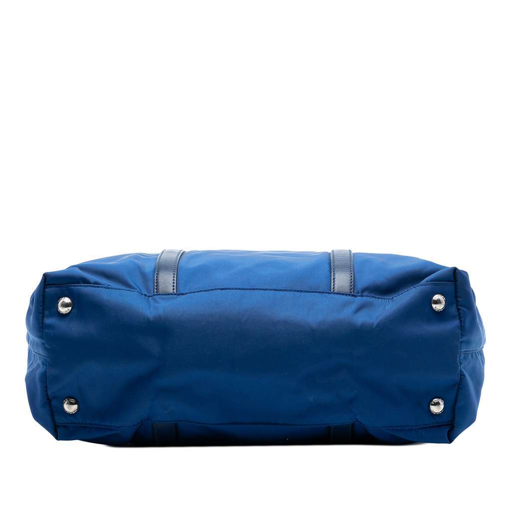 Prada Vitello Trimmed Tessuto Satchel Blue Very good - Inside View