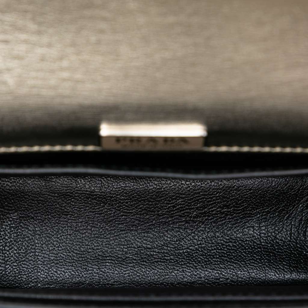 Prada Saffiano Trimmed Metallic Vitello Cahier Bag Gold Leather Very good condition - Model View