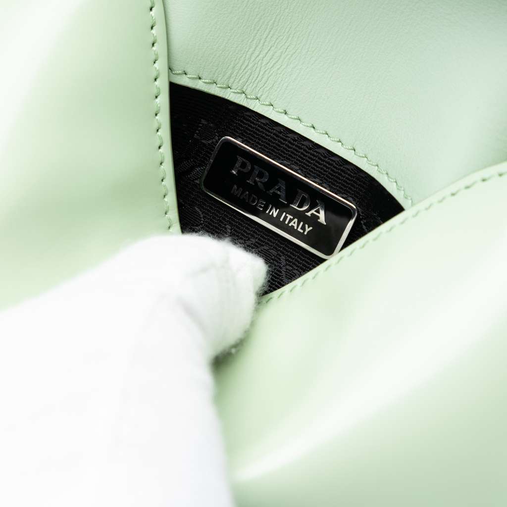 Prada Mini Brushed Leather Cleo Flap Green Leather Very good condition - Box View