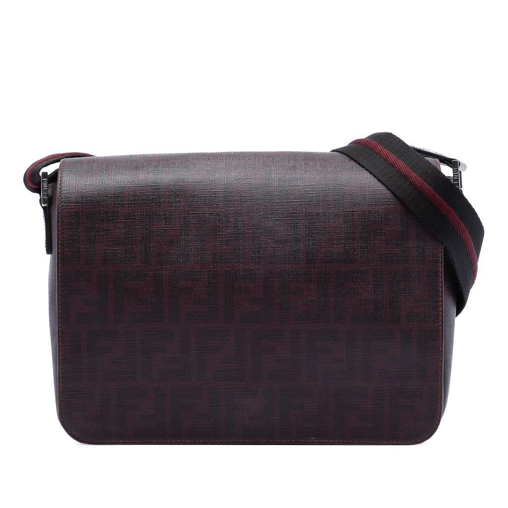 Fendi Zucca Spalmati Flap Crossbody Red Canvas Very good condition - Front View