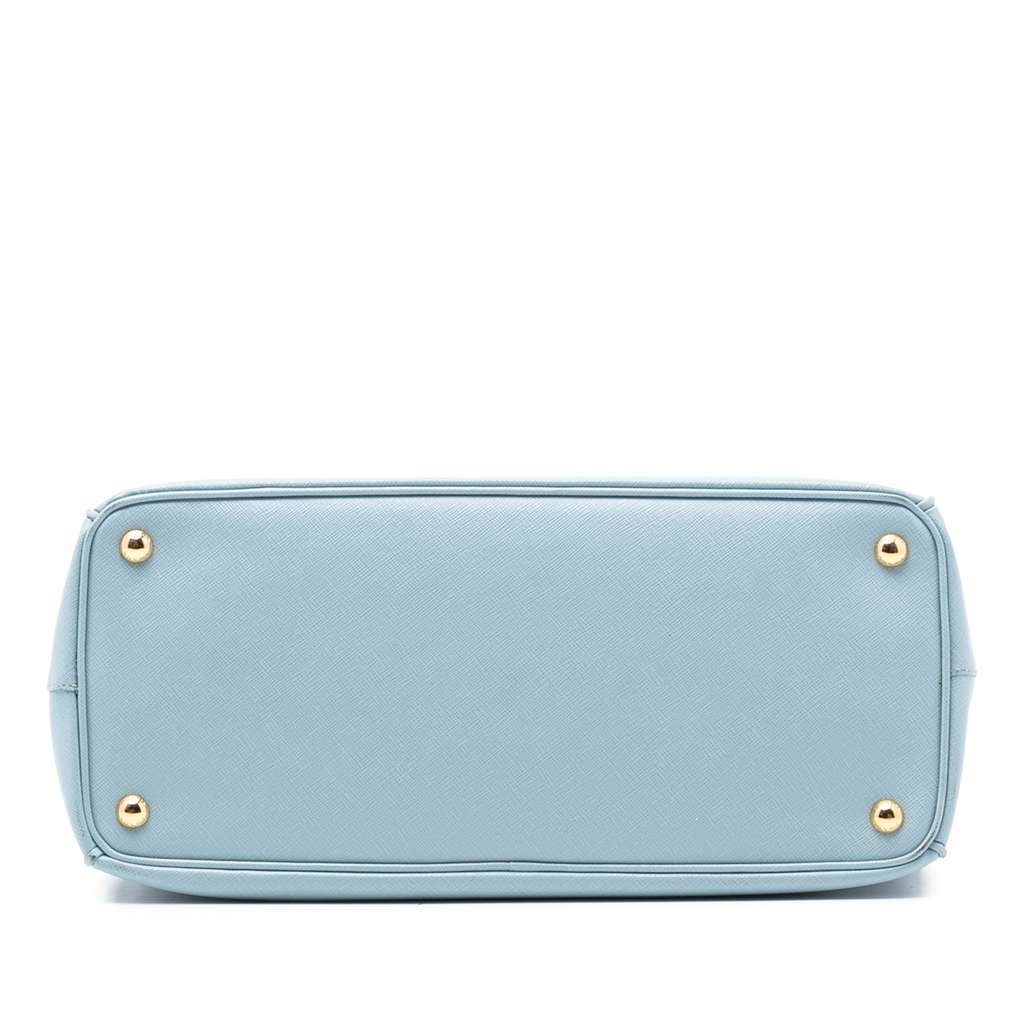 Prada Large Saffiano Lux Galleria Double Zip Satchel Blue Leather Good - Inside View