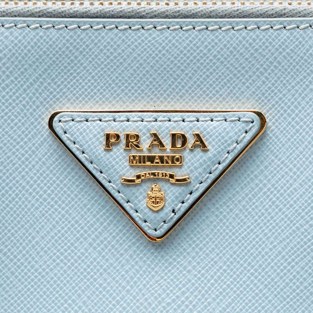 Prada Large Saffiano Lux Galleria Double Zip Satchel Blue Leather Good - Box View
