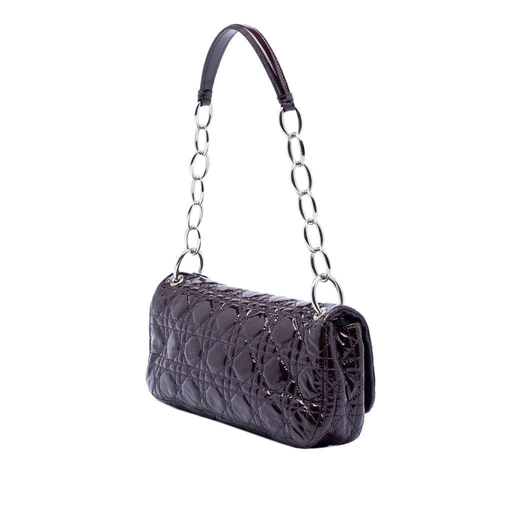 Dior Patent Cannage Rendezvous Shoulder Bag Purple Leather Good - Back View