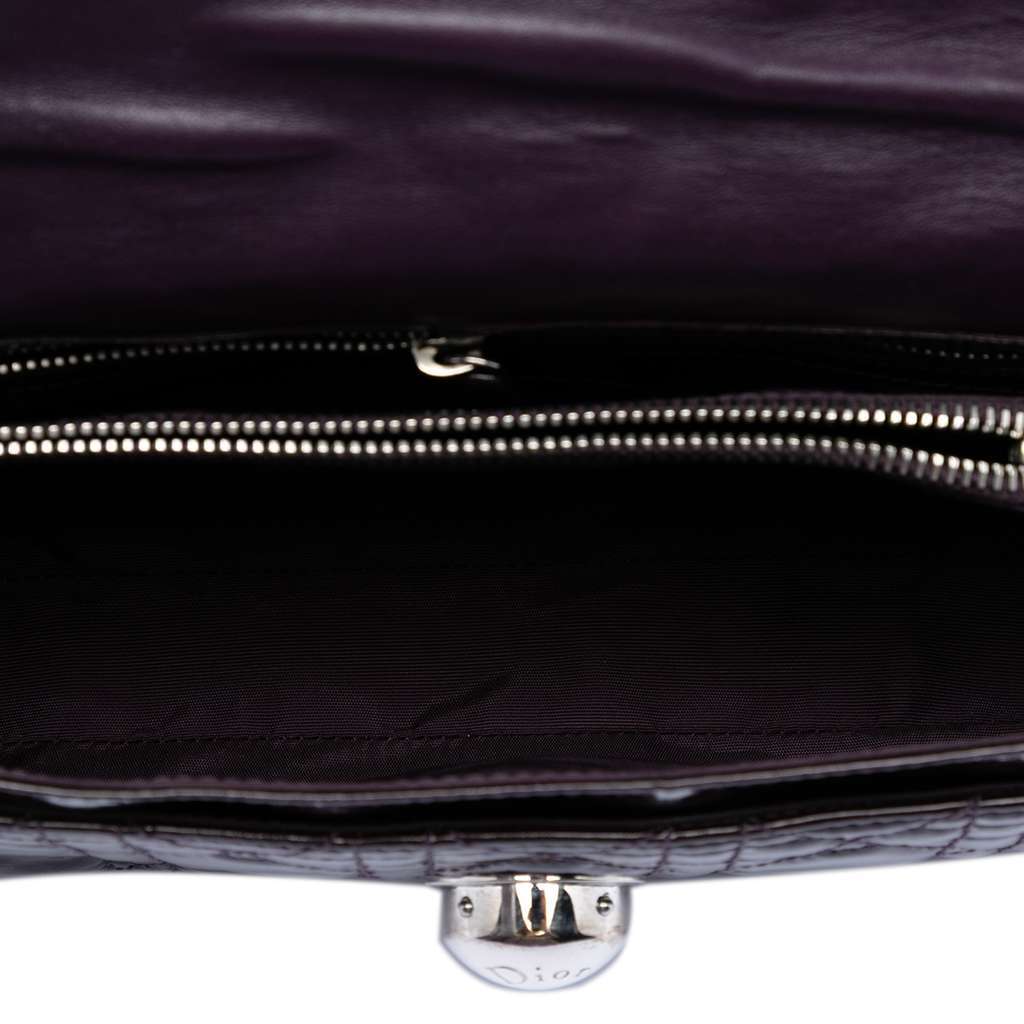 Dior Patent Cannage Rendezvous Shoulder Bag Purple Leather Good - Model View