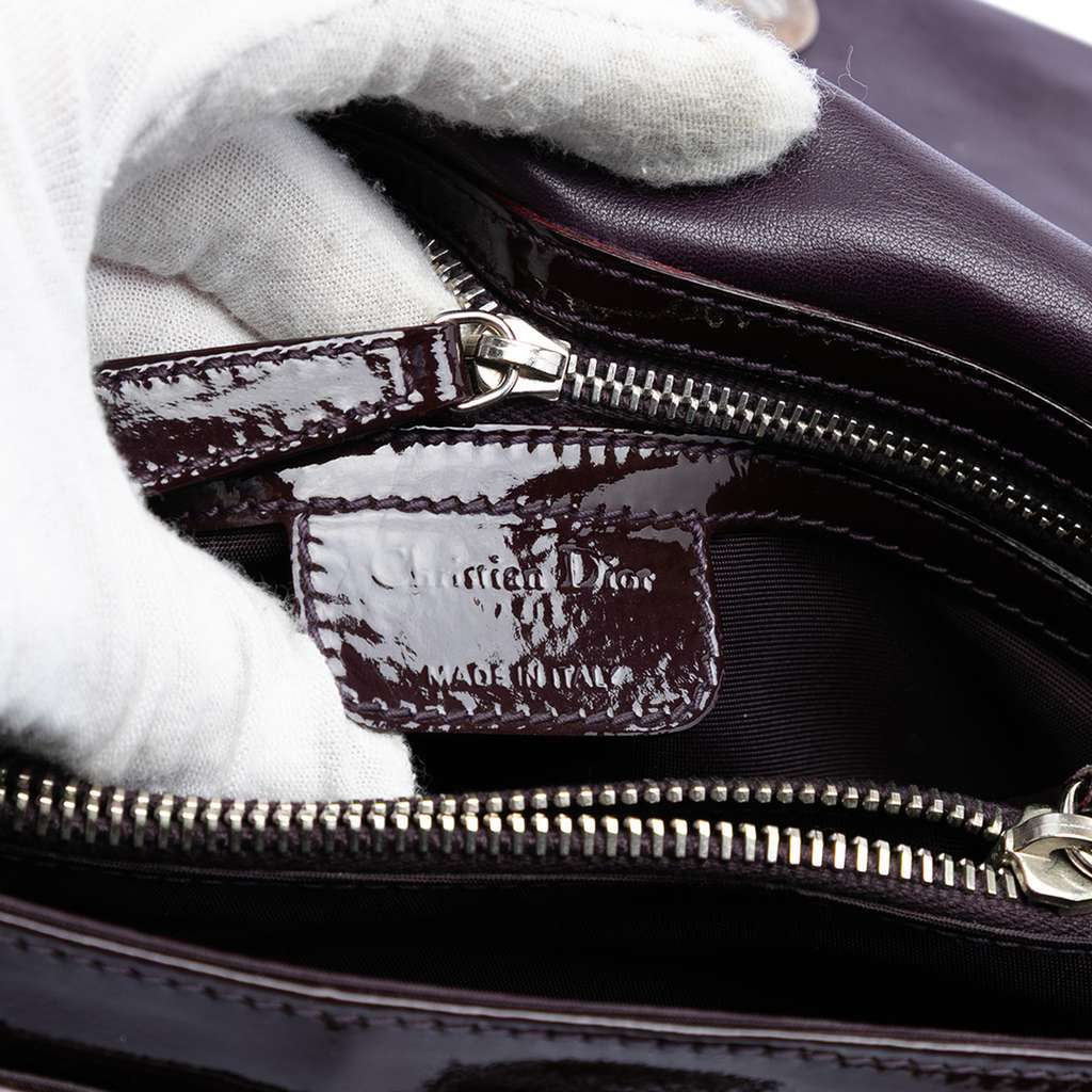 Dior Patent Cannage Rendezvous Shoulder Bag Purple Leather Good - Box View