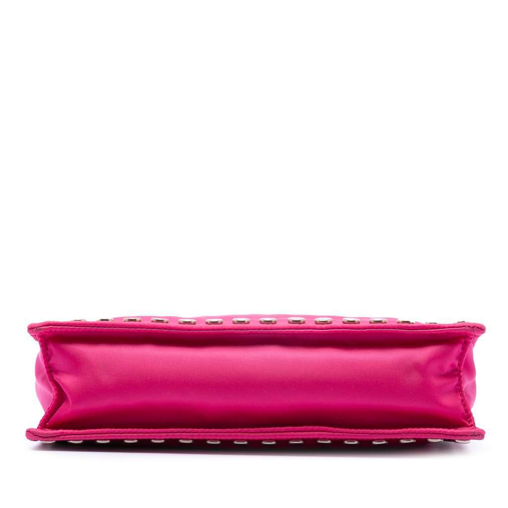 Prada Tessuto Studded Etiquette Shoulder Bag Pink Very good - Inside View