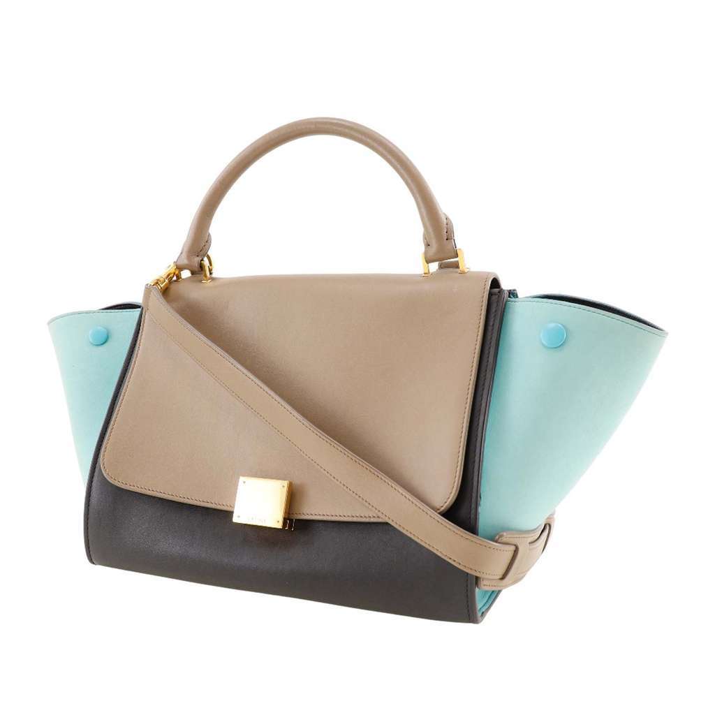 Celine Small Tricolor Leather Trapeze Satchel Black Leather Very good - Inside View