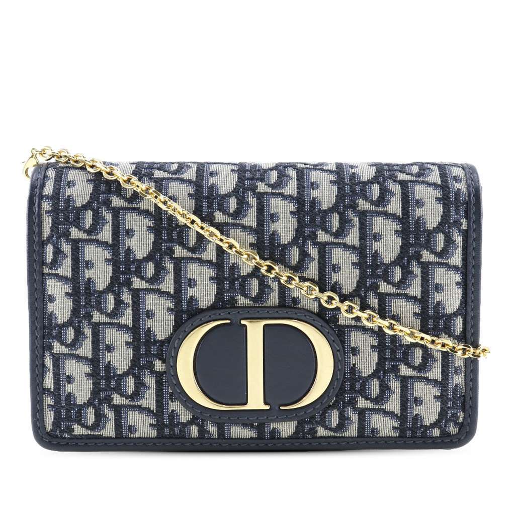Dior Oblique 30 Montaigne 2 in 1 Pouch Blue Canvas Very good - Front View