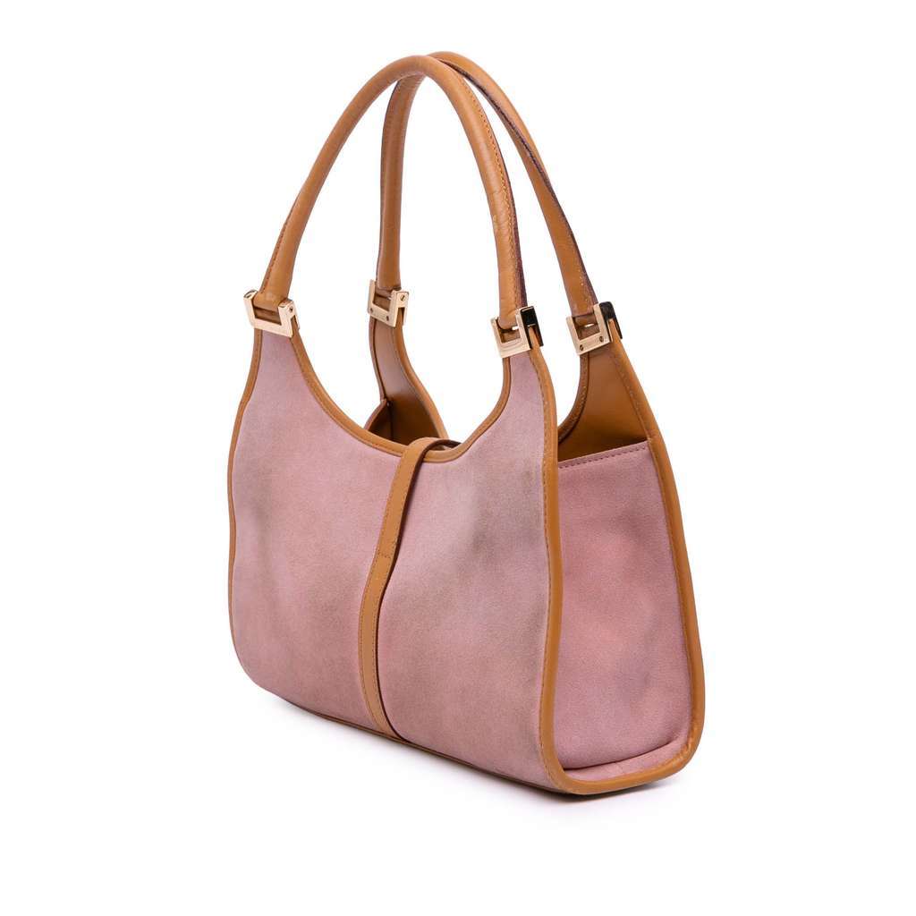 Gucci Suede Jackie Bardot Handbag Pink Leather Good - Back View