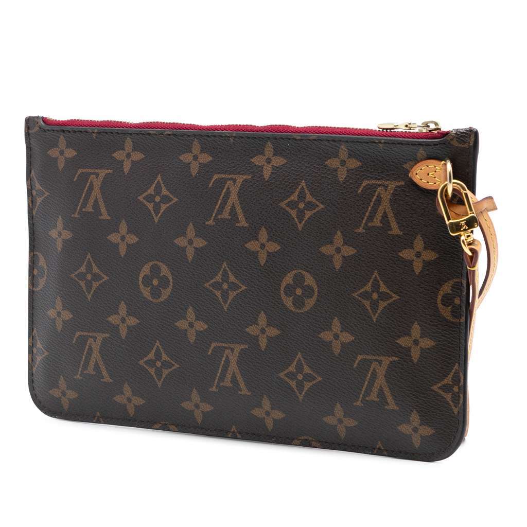 Louis Vuitton Monogram Neverfull MM Pouch Brown Good - Back View
