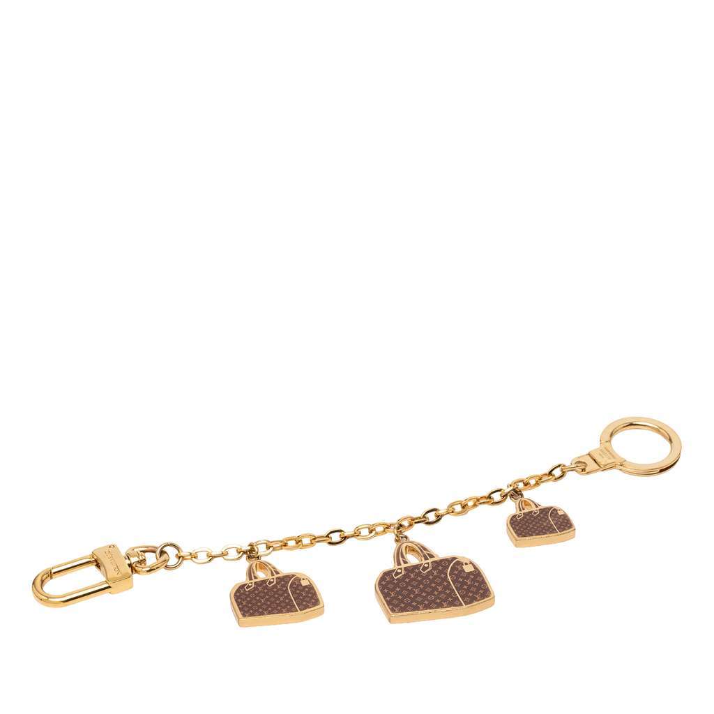 Louis Vuitton Gold Plated Monogram Speedy Trio Chain Bag Charm Gold Metal Good - Front View