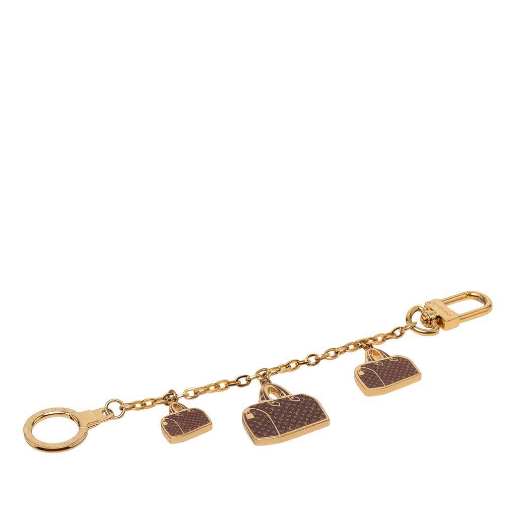 Louis Vuitton Gold Plated Monogram Speedy Trio Chain Bag Charm Gold Metal Good - Back View