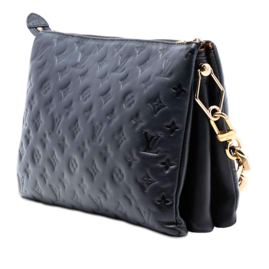 Louis Vuitton Monogram Embossed Puffy Lambskin Coussin MM Black Leather Very good condition - Back View