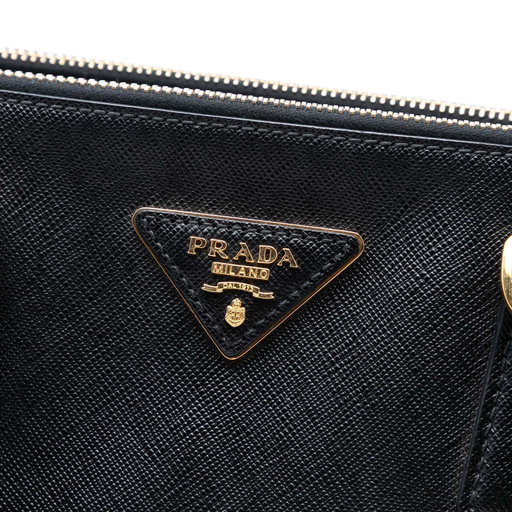 Prada Large Saffiano Lux Galleria Double Zip Satchel Black Leather Very good condition - Box View