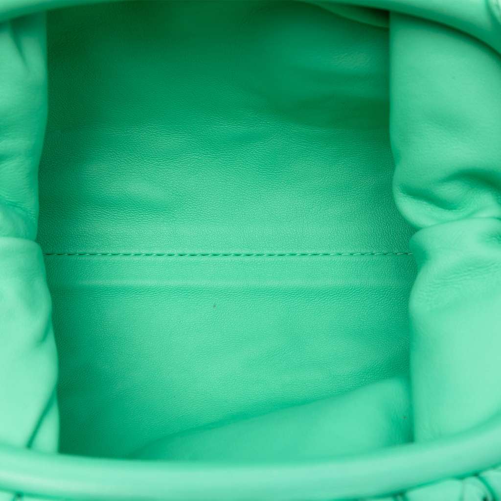 Bottega Veneta Nappa Intrecciato The Mini Pouch Crossbody Green Leather Very good condition - Model View